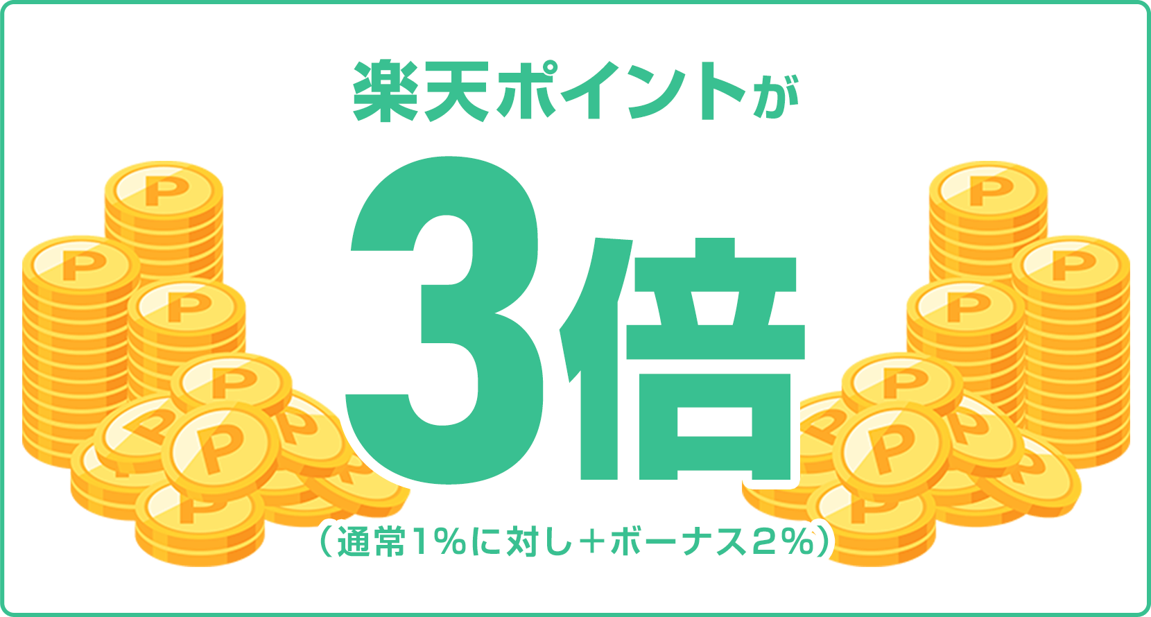 
                
                  
                  楽天ポイントが3倍（通常1％に対し＋ボーナス2％）
                  
                