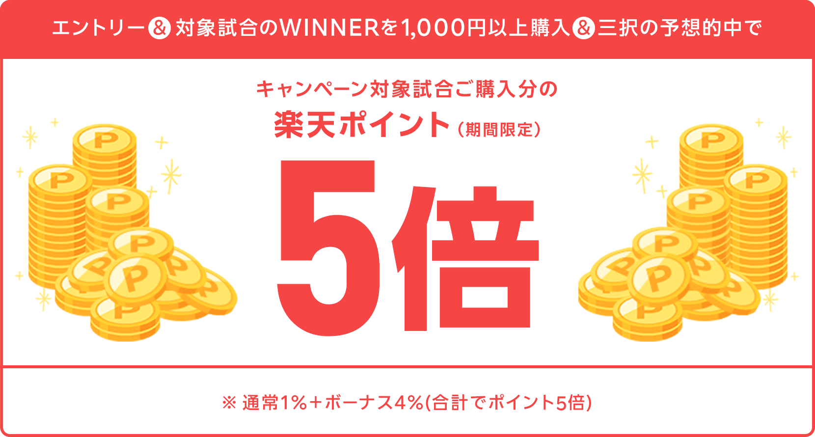 
                
                  ポイント5倍賞
                  「2025年9月12日(金)開催　明治安田J1リーグ　第29節　神戸 VS 柏」の購入合計金額に対して通常1％に加え、ボーナス4％（合計でポイント5倍）を楽天ポイント（期間限定）で付与
                  
                