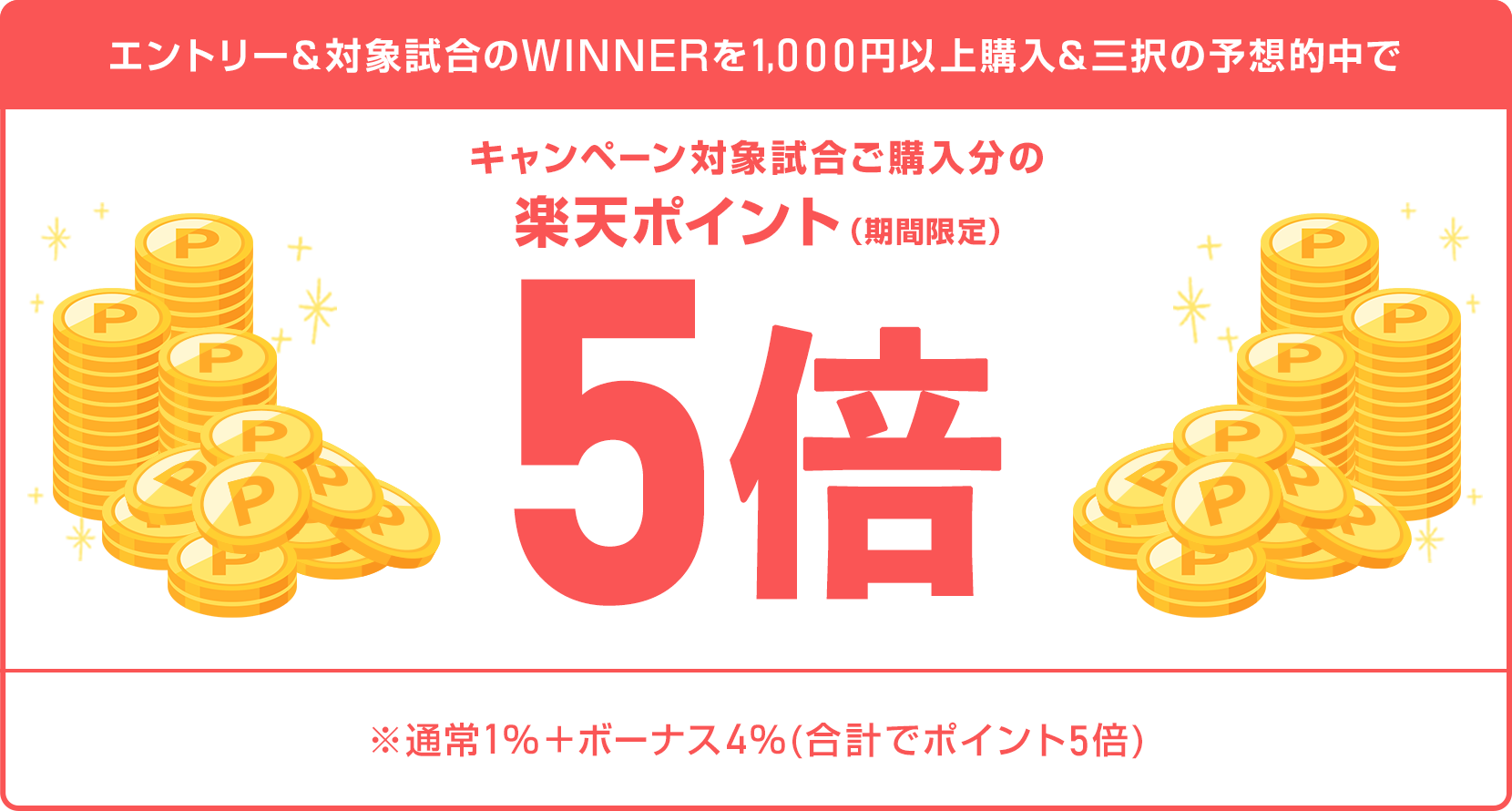 
                
                  ポイント5倍賞
                  「2025年9月20日(土)開催　明治安田J1リーグ　第30節　浦和 VS 鹿島」の購入合計金額に対して通常1％に加え、ボーナス4％（合計でポイント5倍）を楽天ポイント（期間限定）で付与
                  
                