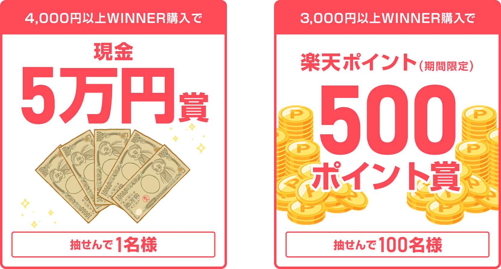 エントリー&WINNER購入で最大5万円当たる！｜WINNERを購入するなら楽天toto