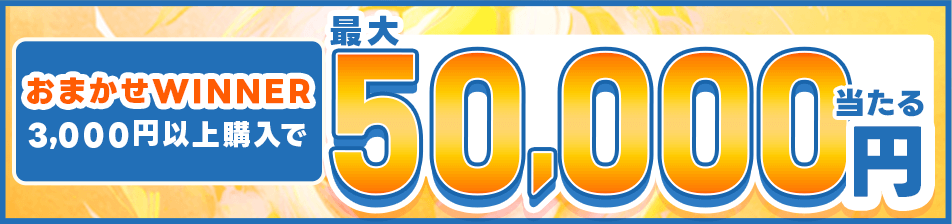 おまかせWINNER3,000円以上購入で最大5万円当たる